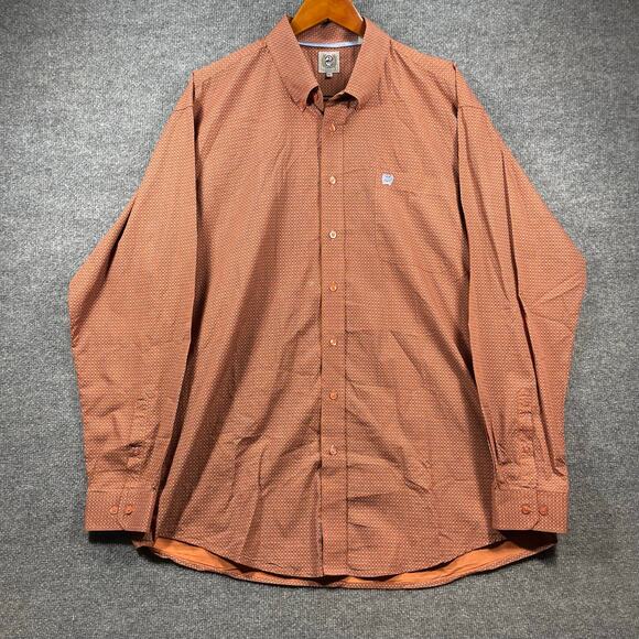 Cinch Button Down Western Shirt Men's XL Orang Geometric Allover Cowboy Rodeo - Picture 1 of 12